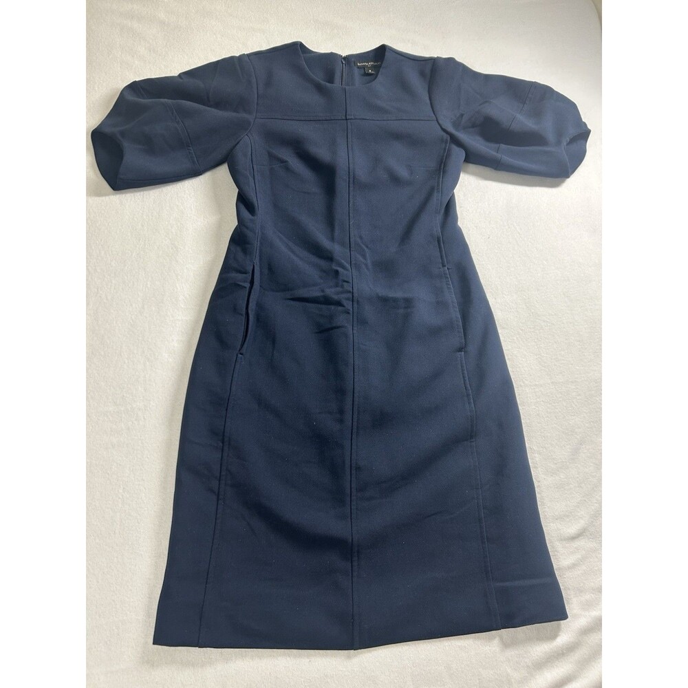 Banana Republic Women's Shift Dress Size 0 Blue Stretch Front Pockets 220